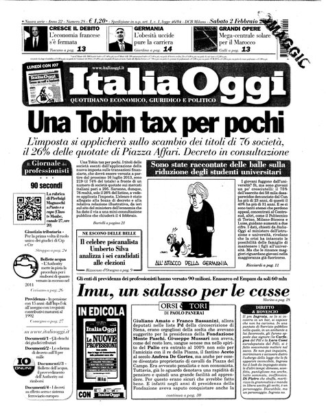 Italia oggi : quotidiano di economia finanza e politica